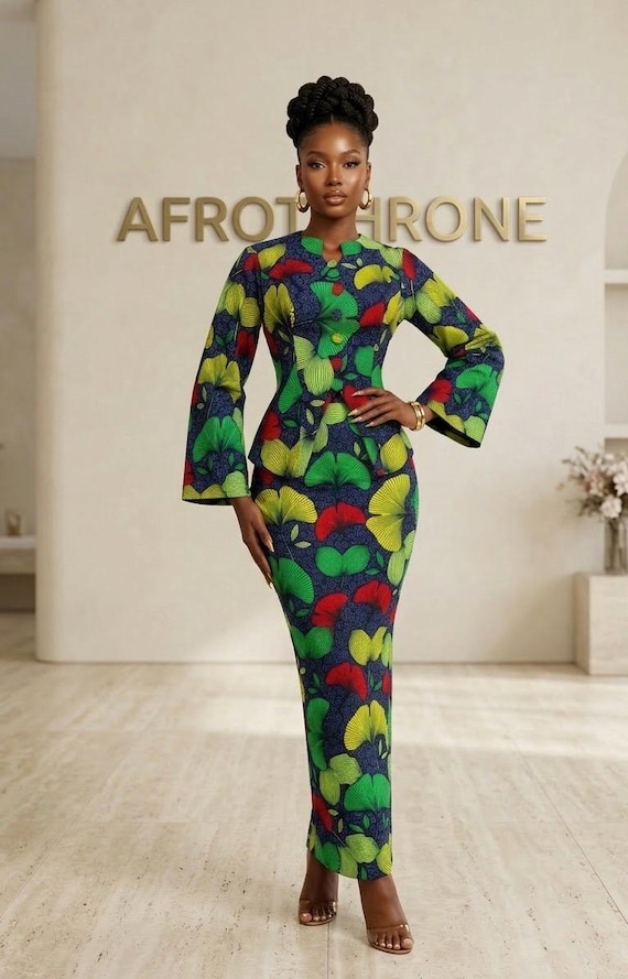 african fitted dress Pink White African Ankara Print Fitted Maxi Dress With Lace For Party
