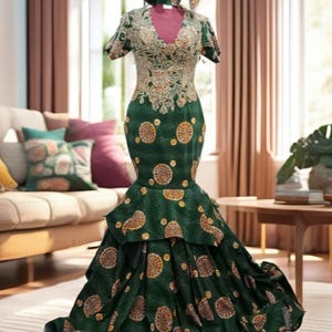 African mermaid dress, African prom dress, African dress, African wedding gown, Ankara mermaid dress, Ankara maxi dress, African event dress