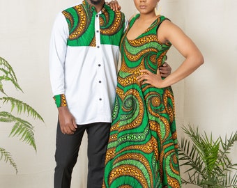 African couple outfit, Couple Ankara wear, African dress, African men set, African couple wedding outfit, Ankara dress, Ankara midi dress