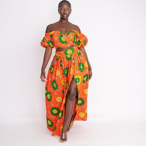 African 2 piece, Adjustable slit Maxi skirt and crop top, African print 2 piece set, African fashion, Ankara skirt and blouse, African skirt
