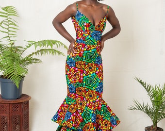 African mermaid dress, African prom dress, Ankara gown, African wedding gown, Ankara mermaid dress, Ankara dress, African maxi mermaid gown