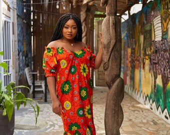 African dress, African print dress, Ankara maxi dress with appliques, African fashion, African dresses, African gown, African clothing