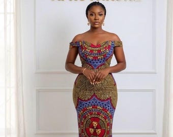 African dress, African print full length dress, Ankara gown, African print dress, African clothing , African fashion, Ankara wedding dresses