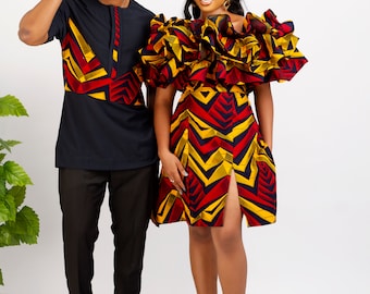 African couple outfit, Couple Ankara wear, African dress, African men set, African couple wedding outfit, Ankara dress, Ankara midi dress