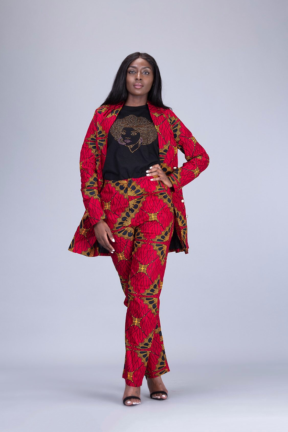 Image of African Print  Piece Suit Set, Ankara Jacket & Matching Trouser/Pants