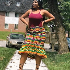 African skirt, African print skirt, Kente high low midi mermaid skirt, African fashion, African clothing Ankara skirt, African midi skirt