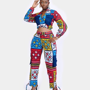 African 2 piece set, African pants and top, African clothing, African shirt, Ankara shirt, Ankara matching set, African print suit