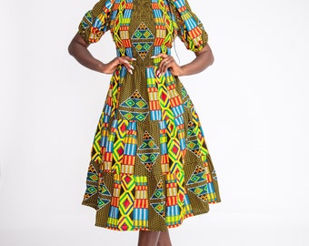 African dress, African print Dress, Ankara dress African midi dress African dresses for women, Ankara gown, African clothing African fashion