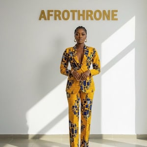 Conjunto africano de dos piezas, traje con estampado africano, Ankara de dos piezas, conjunto africano a juego, conjunto de pantalón y chaqueta africanos, pantalón Ankara, chaqueta africana