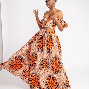 African 2 piece, Ankara Maxi skirt and crop top, African print 2 piece set, African fashion, Ankara skirt and blouse, African coord set