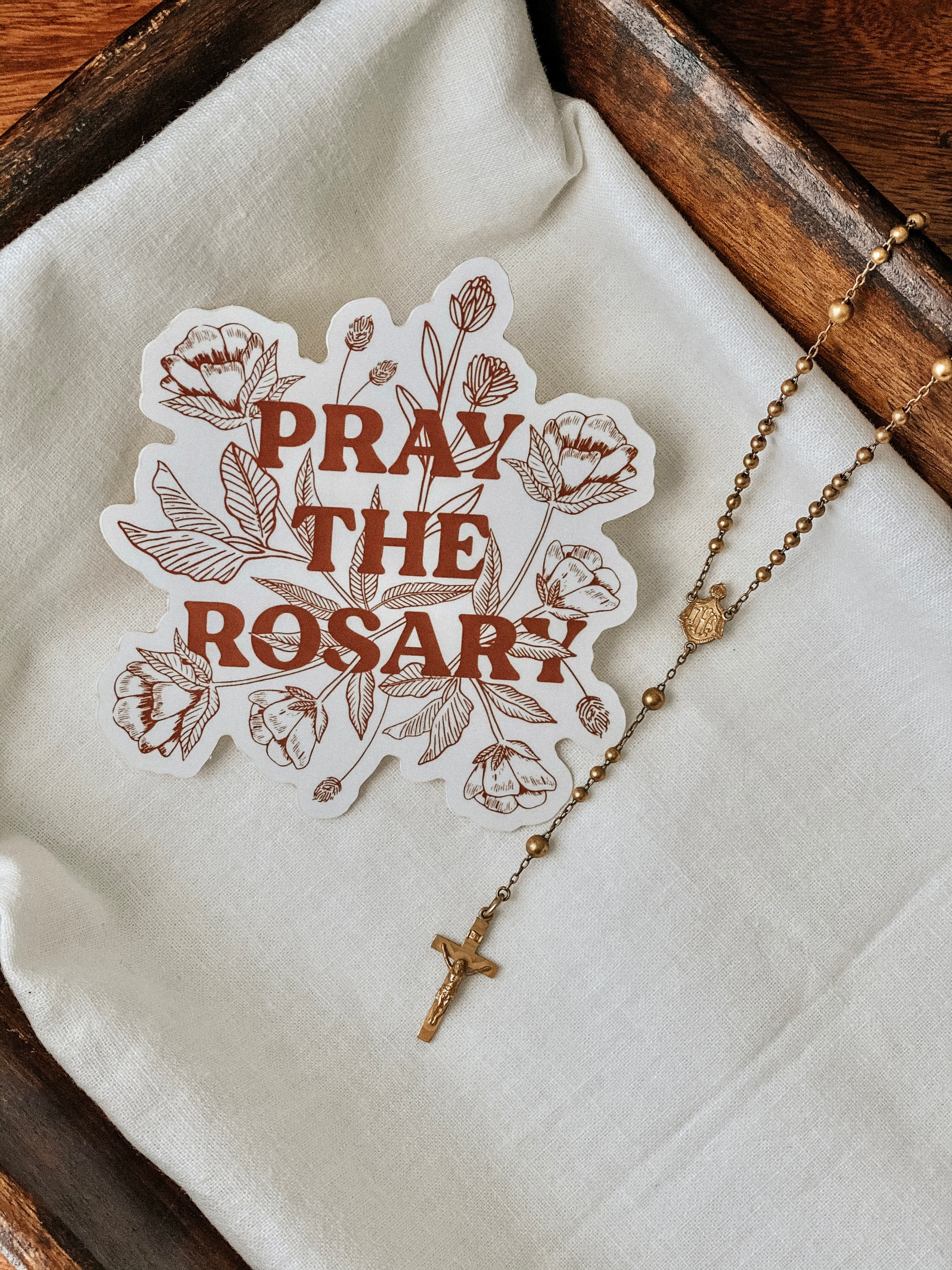 Pray the Rosary Vinyl Sticker Catholic Stickers Sticker | Etsy