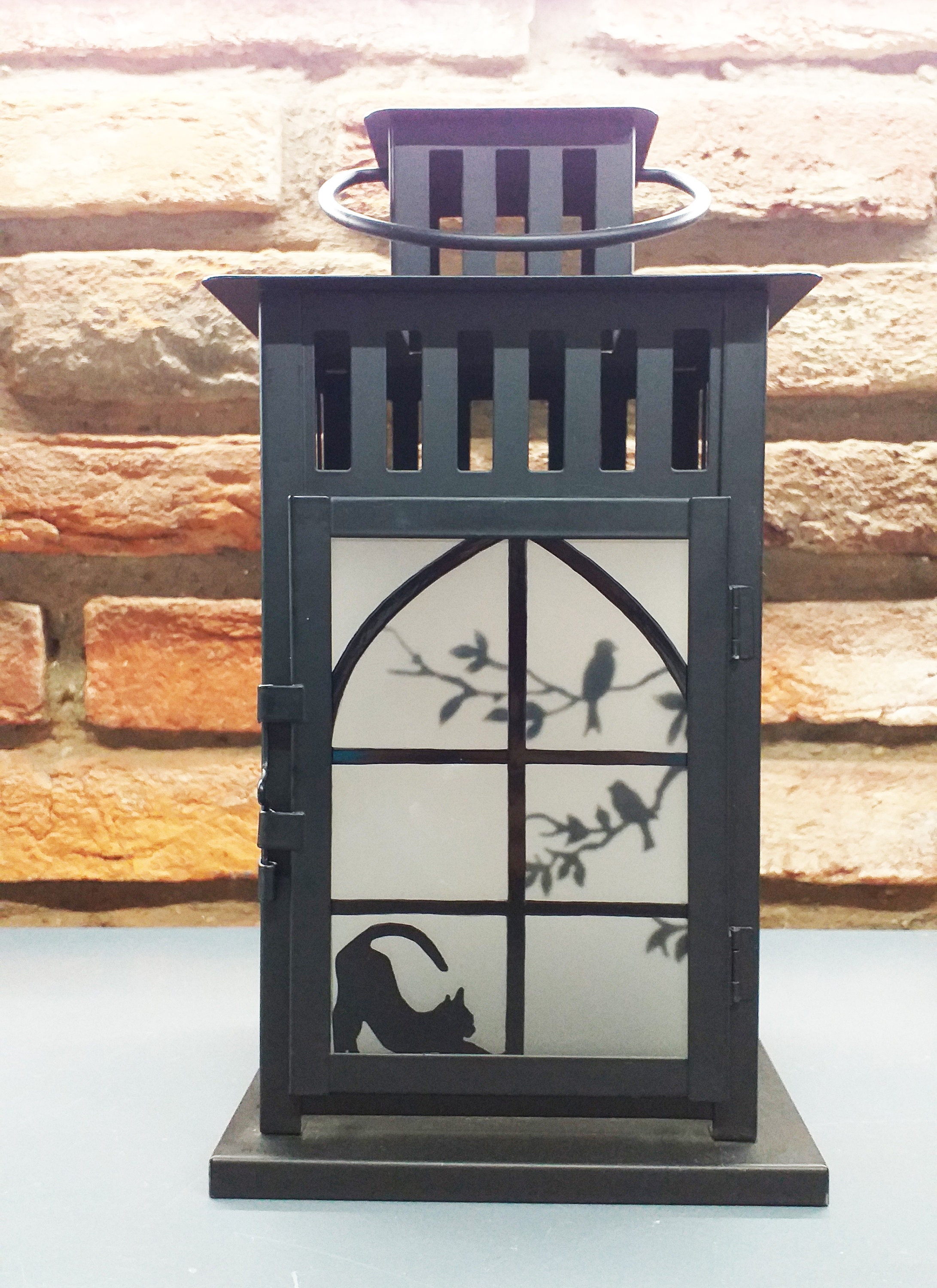 Glass lantern Candle holder with glass Early morning Floor Etsy