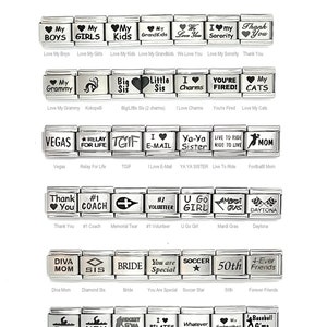 Laser Italian Charms 9mm Classic size. Huge selection limited to stock on hand. Get yours today! Lazer Links  Series L1
