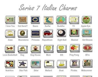 Italian Charms classic 9mm size limited great assortment gold and stainless charm links SERIES 7 - LIMITED!