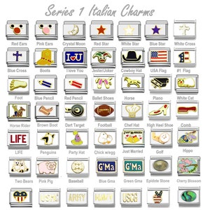 Italian Charms Authentic classic 9mm size limited great assortment gold and stainless charm links SERIES 1