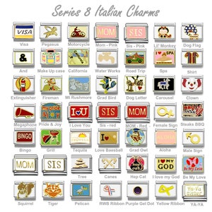 Italian Charms Authentic classic 9mm size limited great assortment gold and stainless charm links SERIES 8 - LIMITED!
