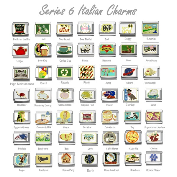 Italian Charms classic 9mm size limited great assortment gold and stainless charm links SERIES 6 - LIMITED!