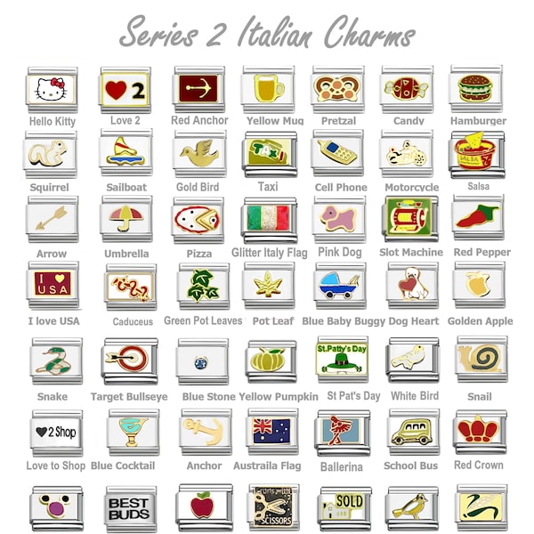 Italian Charms classic 9mm size limited great assortment gold and stainless charm links SERIES 2