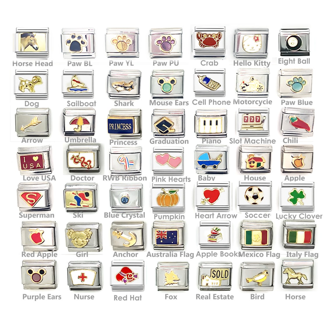 Italian Charm Links for Charm Bracelets assorted 9mm classic Etsy