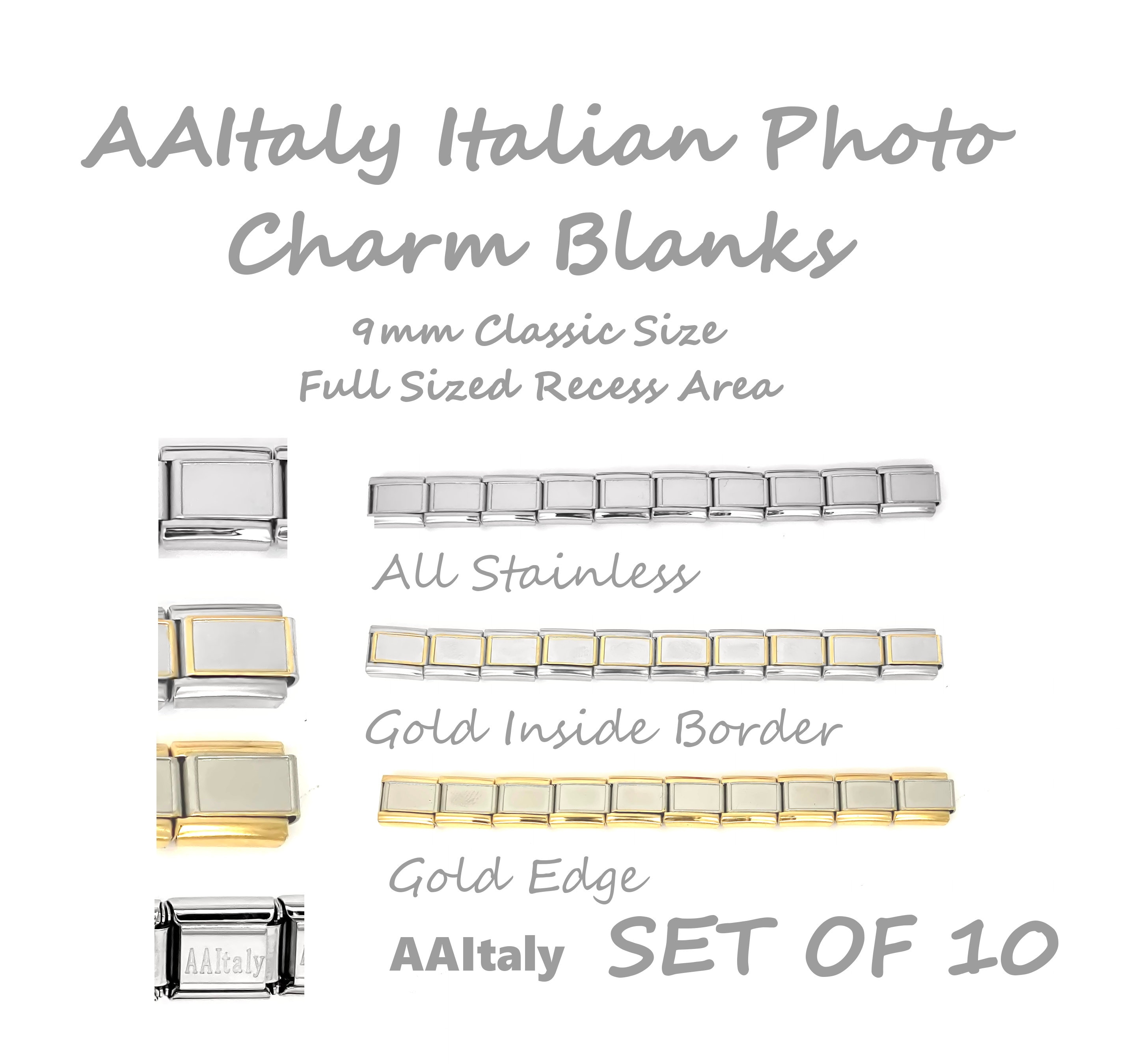 Aaitaly DIY Italian Charm Photo Charm Blank Links 9mm Classic Use 