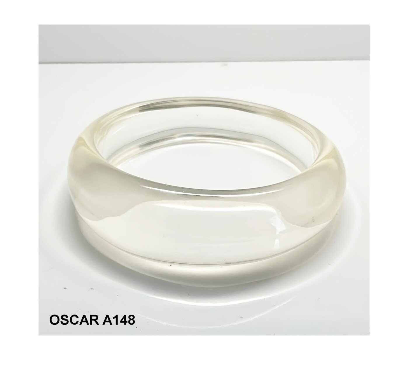 Wide Chunky Vintage Designer Lucite Transparent Clear Bangle
