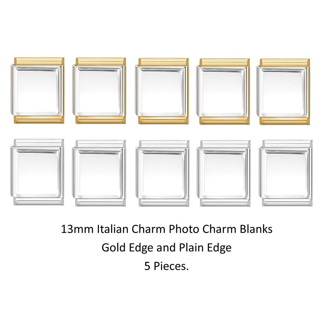 13mm Italian Charms Biggie Size. DIY Photo Charms Plain or Gold Edge ...