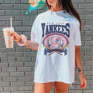 Koszulka baseballowa Vintage New York Yankees, Baseball Yankees, Prezent dla fana baseballu Yankees, Retro Baseball