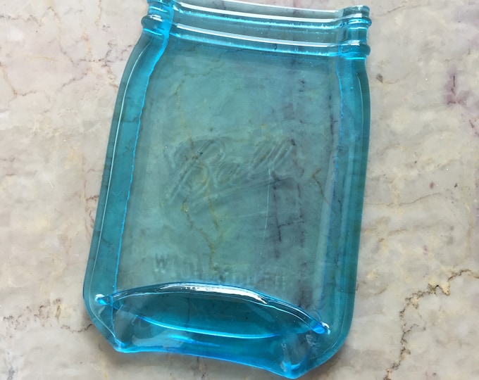 FREE Shipping...Melted Mason Jar Wide Mouth "Quart size" w/ BALL LOGO Spoon Rest, , dish soap coaster gift.
