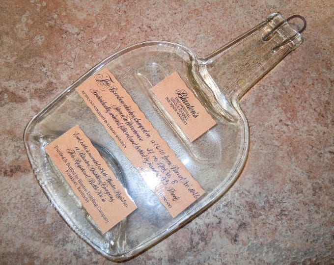 FREE SHIPPING Blantons Bourbon Whiskey Whisky Slumped Flattened bottle elegant cheese tray spoon rest glass plate eco gift