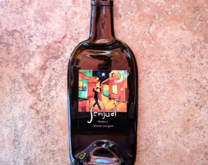 FREE SHIPPING Sensual Mendoza  Slumped Melted Flattened Wine Bottle Cheese Tray Spoon Rest Eco Gift