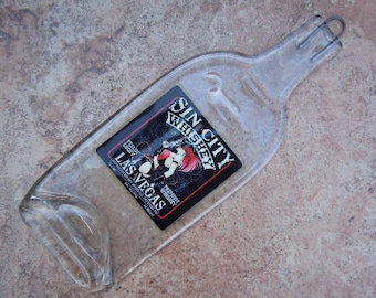 Free Shipping Sin City Whiskey Las Vegas Slumped Melted Flattened Flat Bottle Tray Spoon Rest Glass Plate Gift