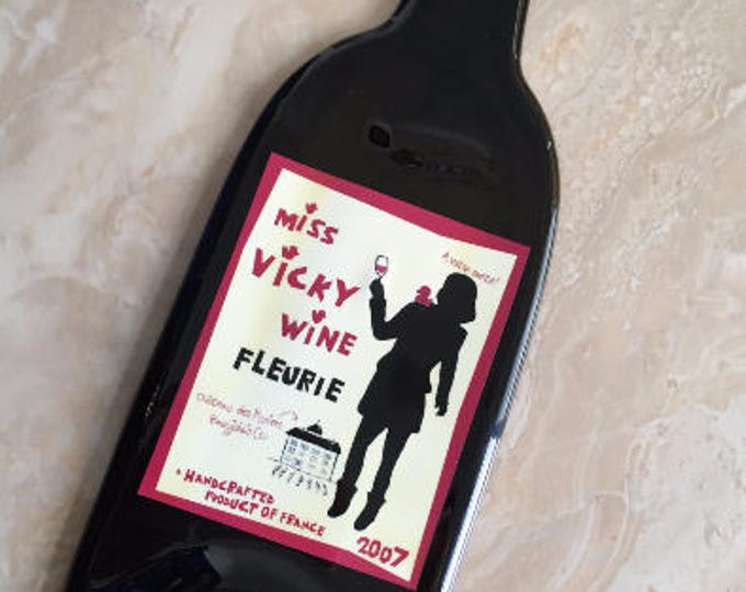 Free Shipping Miss Vicky Wine Fleurie Slumped Melted Flattened Flat Wine Bottle Tray Spoon Rest Glass Plate Gift
