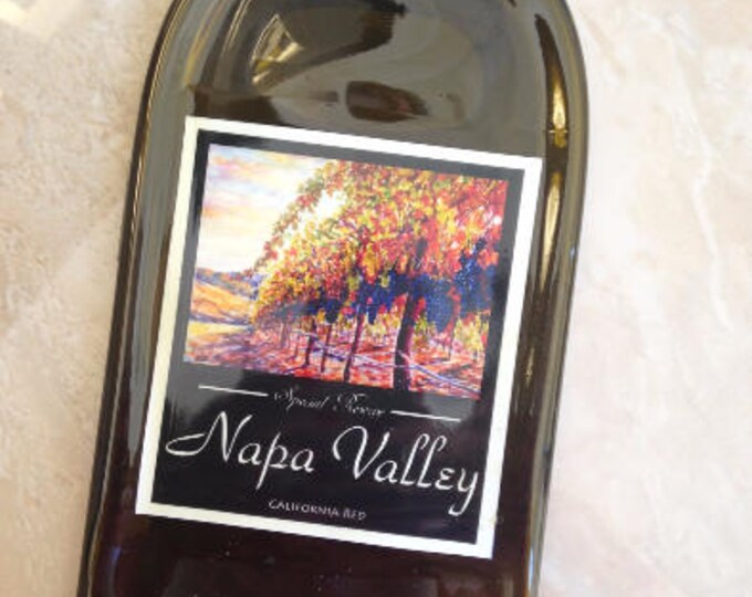 Free Shipping Napa Valley Wine Slumped Melted Flattened Flat Bottle Tray Spoon Rest Glass Plate Gift