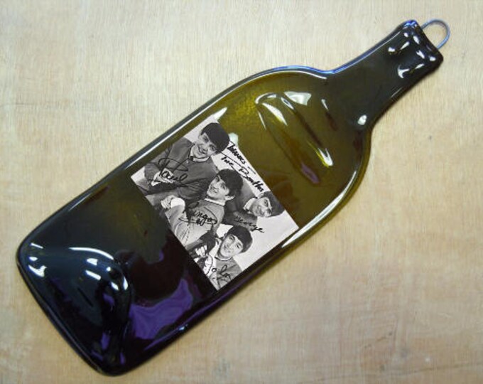 Free Shipping The Beetles B/W Slumped Melted Flattened Flat Bottle Tray Spoon Rest Glass Plate Gift