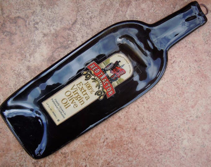 Free Shipping Red Tractor Extra Virgin Olive Oil Wine Slumped Melted Flattened Flat Bottle Tray Spoon Rest Glass Plate Gift
