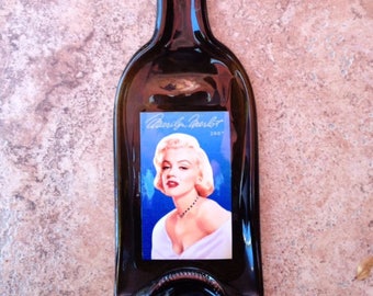 Free Shipping Marylin Monroe Merlot 2007 Wine Slumped Melted Flattened Flat Bottle Tray Spoon Rest Glass Plate Gift