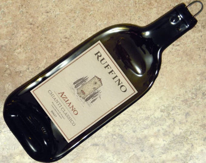 FREE SHIPPING Ruffino Aziano Chianti Classcico 2007 Italy Slump  Flat Wine Bottle Cheese Tray Spoon Rest Glass Eco Gift