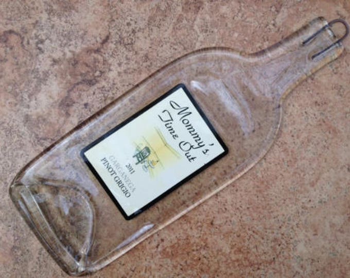 Free Shipping Mommy's Time Out Pinot Grigio Slumped Melted Flattened Flat Wine Bottle Tray Spoon Rest Glass Plate Gift