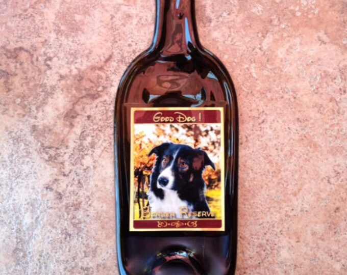 Free Shipping Good Dog Border Reserve Slumped Melted Flattened Flat Bottle Tray Spoon Rest Glass Plate Gift