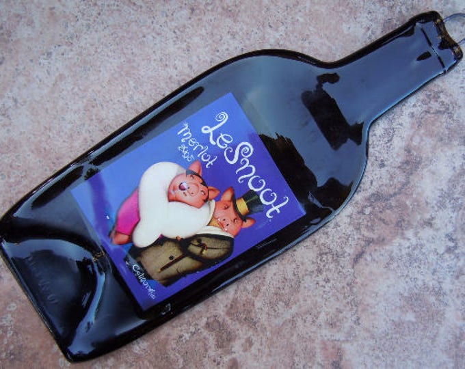 Free Shipping Le Snoot California Merlot 2005 Slumped Melted Flat Wine Bottle Tray Spoon Rest Glass Plate Gift
