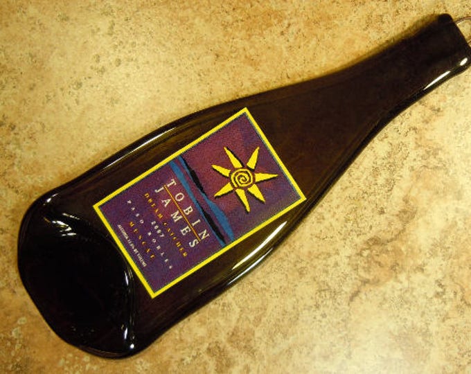 Free Shipping Tobin James Muscat Paso Robles Wine Slumped Melted Flattened Flat Bottle Cheese Tray Spoon Rest Glass Plate Gift