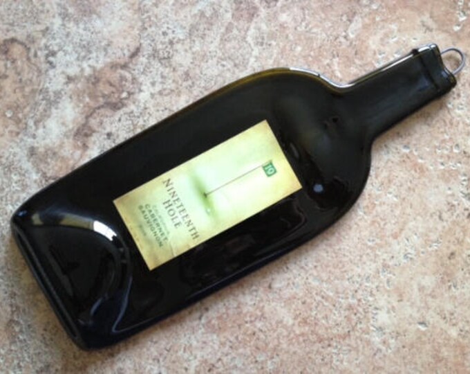 FREE SHIPPING 19 Hole Golf Cabernet Slump  Flat Wine Bottle Cheese Tray Spoon Rest Glass Eco Gift