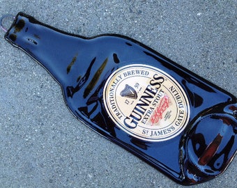 Free shipping Guinness Extra Stout Beer Slumped Melted Flattened Wine Bottle  Spoon Rest Glass Plate Eco Gift Inactive