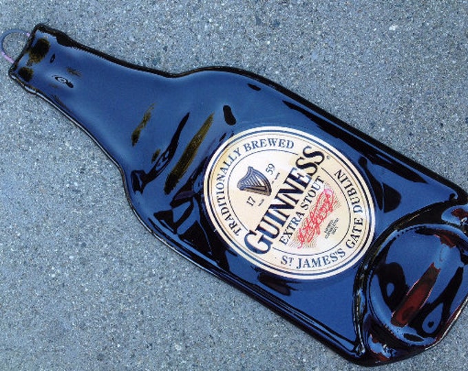 Free shipping Guinness Extra Stout Beer Slumped Melted Flattened Wine Bottle  Spoon Rest Glass Plate Eco Gift Inactive