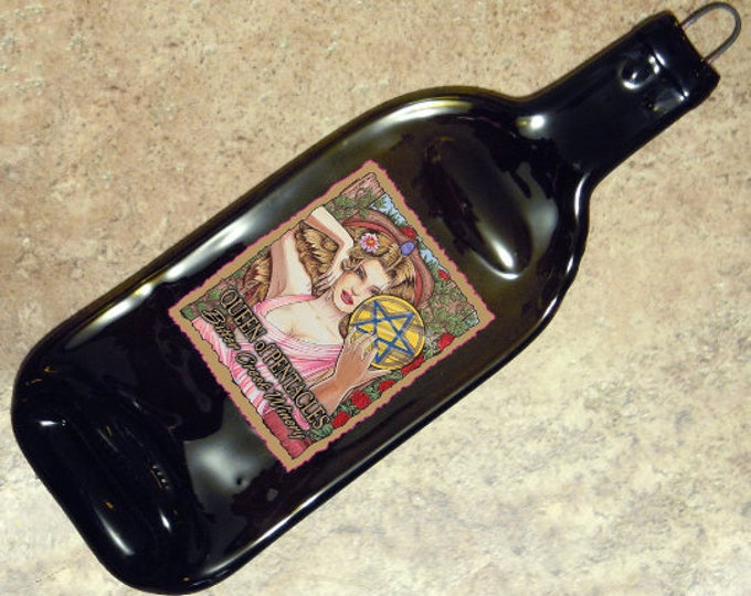 Free shipping Bitter Creek Winery Queen of Pentacles Arizona Slump  Flat Wine Bottle Cheese Tray Spoon Rest Glass Eco Gift