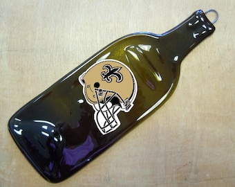 FREE SHIPPING New Orleans Saints NFL Sport Flat Wine Bottle Cheese Tray Spoon Rest Glass Eco Gift
