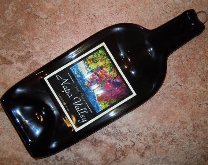Free Shipping NAPA Valley Grapes Watercolor Art Edition Slumped Flat Bottle Cheese Tray Spoon Rest Glass Plate Eco Gift