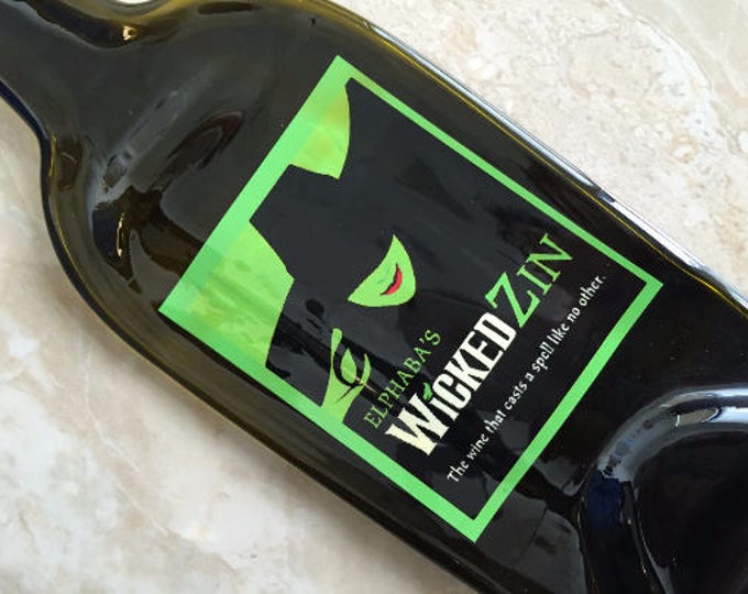 FREE SHIPPING WICKED Zin // Wine Slumped Melted Flattened Wine Bottle  Spoon Rest Glass Plate Eco Gift Inactive