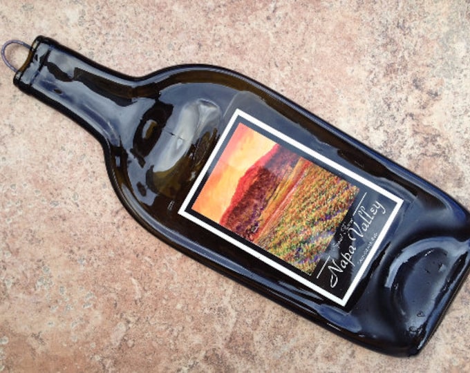 Free Shipping Napa Valley Art Watercolor Special Edition Slumped Melted Flattened Flat Bottle Tray Spoon Rest Glass Plate Gift