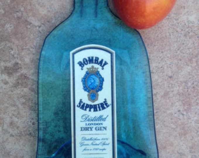Free Shipping Bombay Sapphire Dry Gin London Slumped Melted Flattened Flat Bottle Cheese Tray Spoon Rest Glass Plate Eco Gift